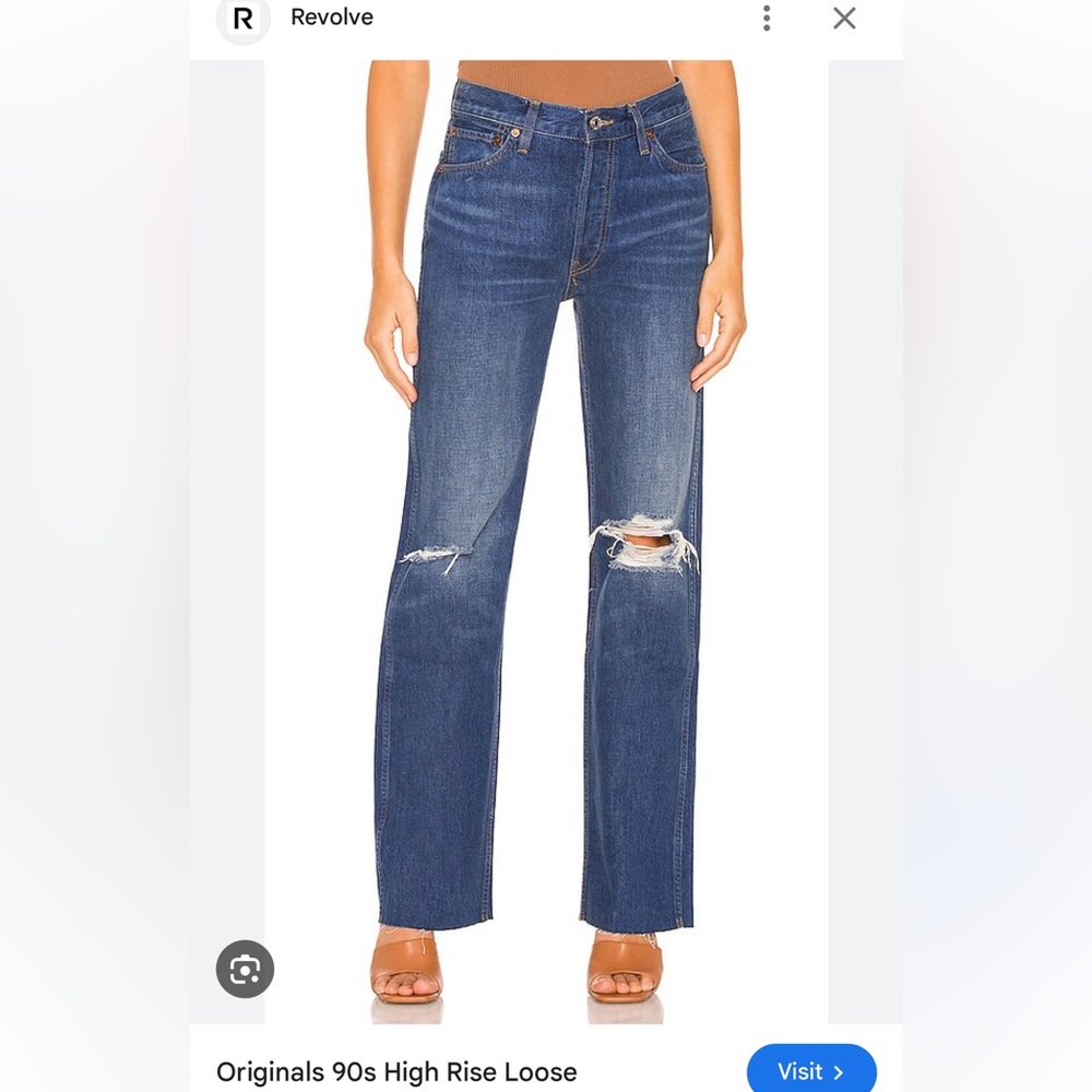 REVOLVE High Rise Distressed Blue Jeans
